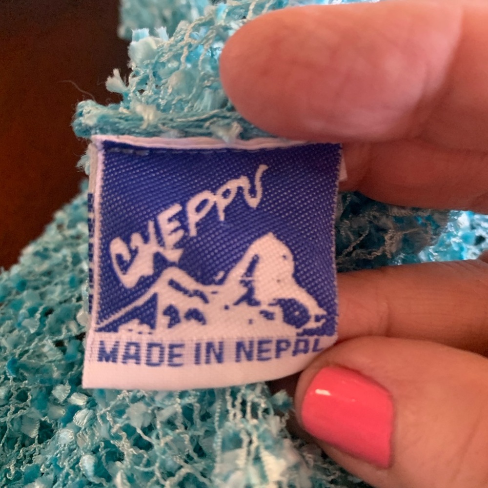 Cheppu Turquoise Textured Scarf - Picture 7 of 8